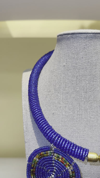 Beaded Maasai Necklace (Blue)