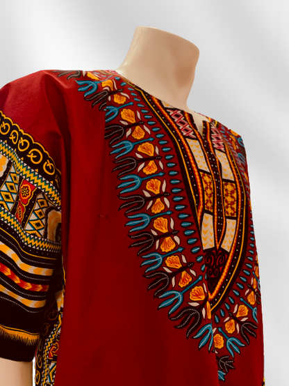 Unisex Dashiki Shirt (Dark Red)