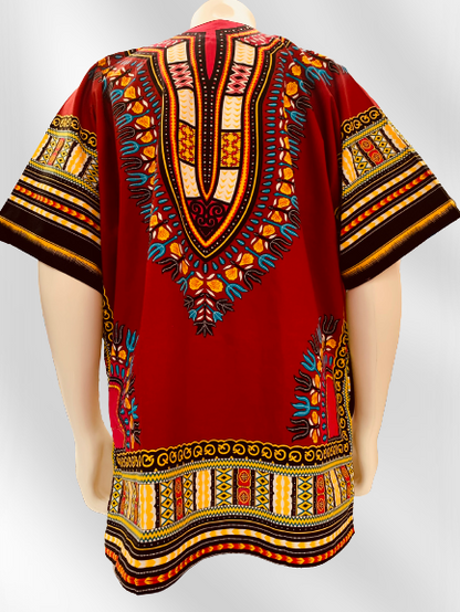 Unisex Dashiki Shirt (Dark Red)