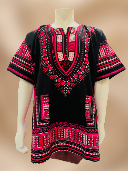 Unisex Dashiki Shirt (Pink & Black)