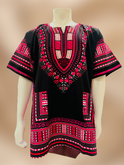Unisex Dashiki Shirt (Pink & Black)
