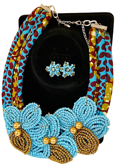 Ankara Beaded Necklace & Earring Set