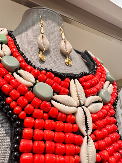 Tribal Cowrie Beaded Jewelry Set