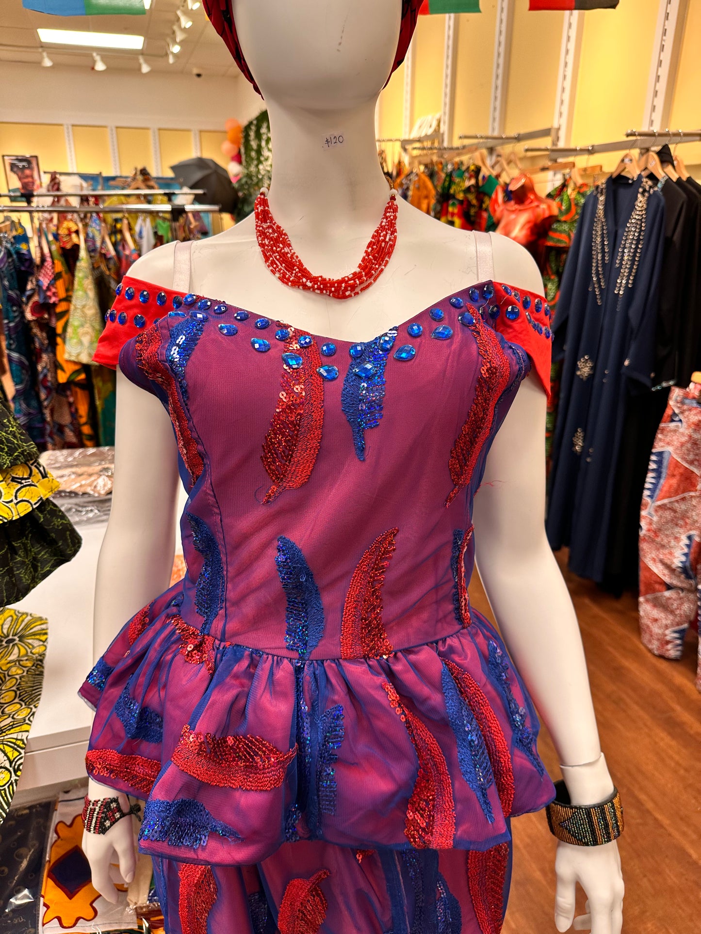 African Lace + Sequin Top & Skirt