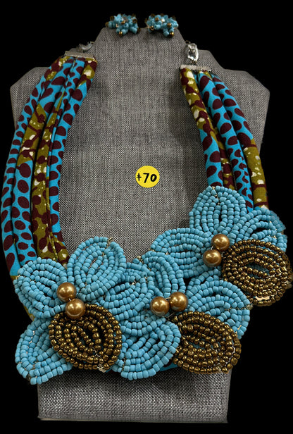 Ankara Beaded Necklace & Earring Set