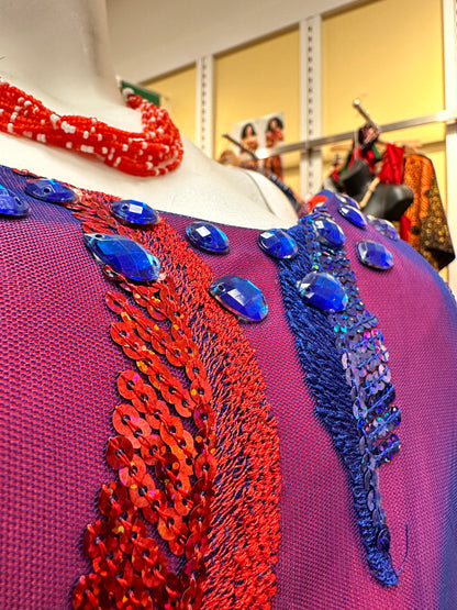 African Lace + Sequin Top & Skirt
