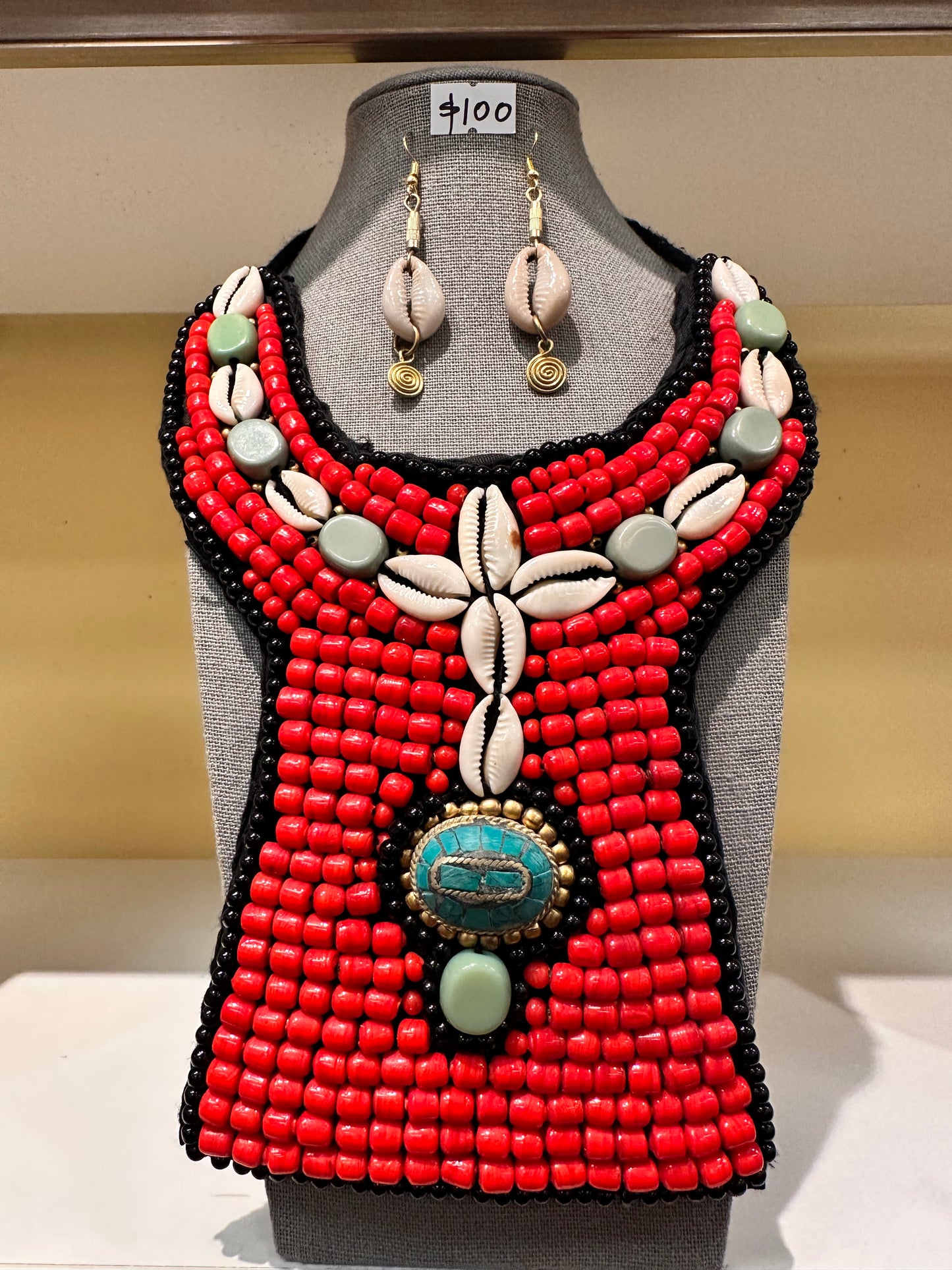 Tribal Cowrie Beaded Jewelry Set